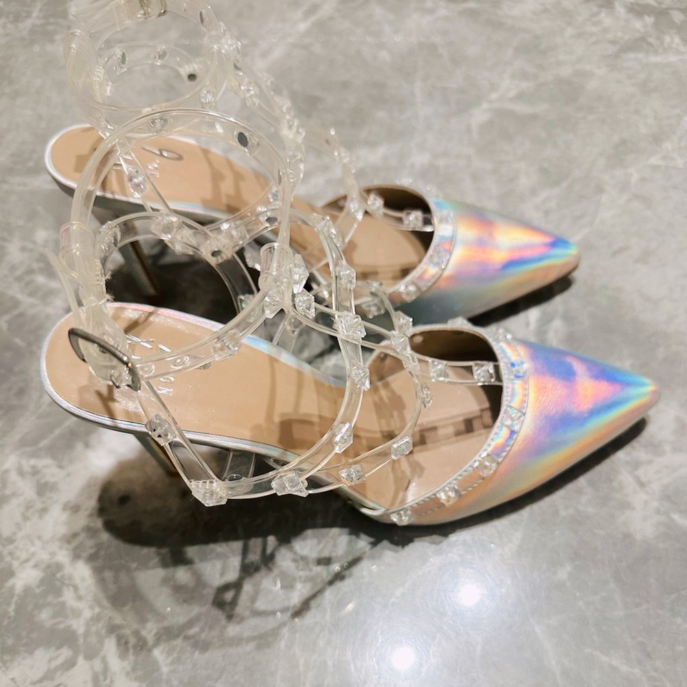 Mix No. 6 Silver Caged Formal Heels Women’s SZ 7.5